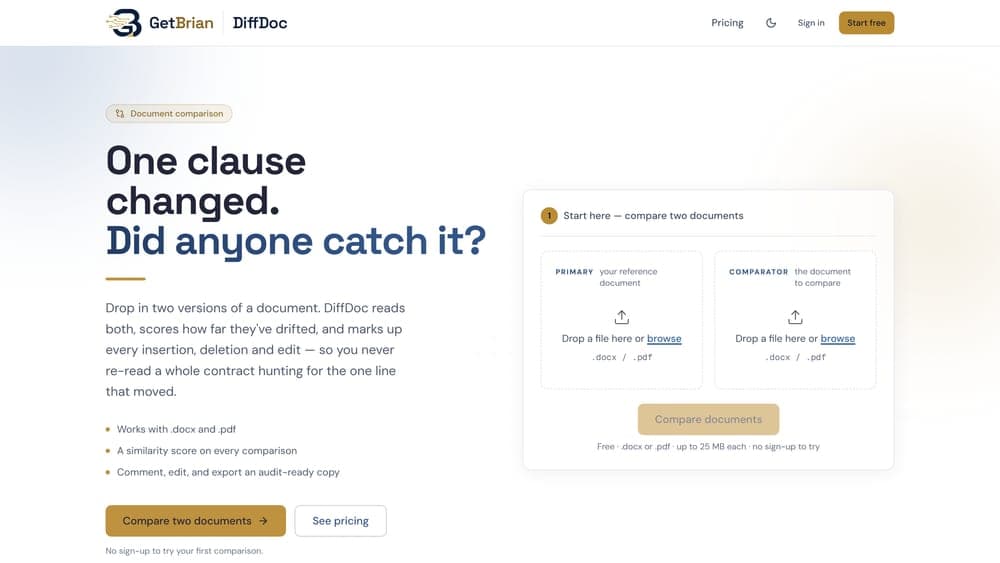DiffDoc product screenshot